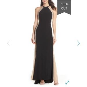 Floor Length Gown with dramatic sparkle cutouts